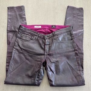 AG Adriano Goldschmied The Legging Super Skinny Waxed Burgundy Size 29R